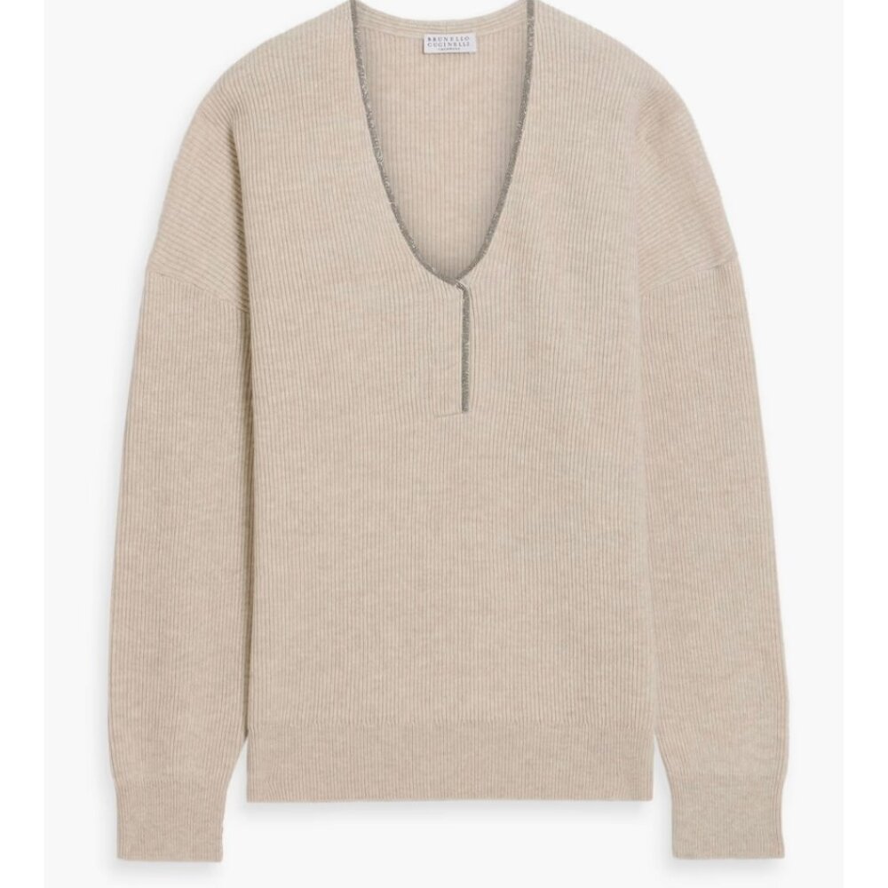 BRUNELLO CUCINELLI Bead-Embellished Cashmere Sweater